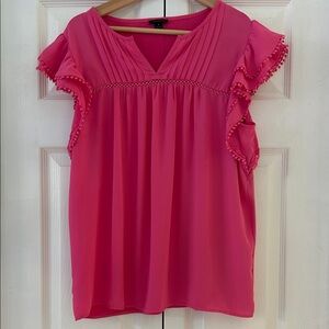 Ann Taylor Women's Pink Ruffle Sleeve Top